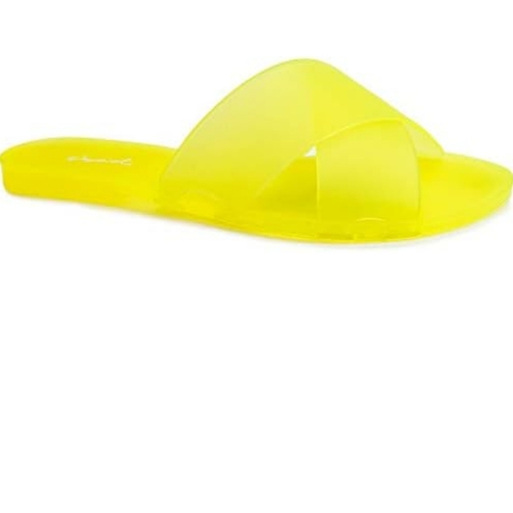 QUPID NEON YELLOW JELLY SANDAL SLIDES 6 - Picture 3 of 6